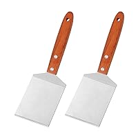 2 PCS Small Brownie Cookie Spatula Metal Stainless Steel Spatula with Wooden Handle Heavy Duty Spatula Kitchen Cooking Chef Baking Scraper Turner Mini Desserts Serving Spatula