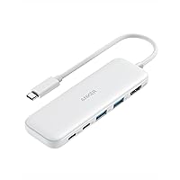 Anker 332 USB-C Hub (5-in-1) with 4K HDMI Display, 5Gbps USB-C Data Port and 2 5Gbps USB-A Data Ports and for MacBook Pro, MacBook Air, Dell XPS, Lenovo Thinkpad, HP Laptops and More(White)