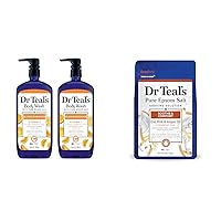 Dr Teal's Body Wash with Pure Epsom Salt, Glow & Radiance with Vitamin C & Citrus Essential Oils & Pure Epsom Salt Soak, Soothe & Comfort with Oat Milk & Argan Oil, 3 lbs