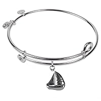 SOL 230074 Sailboat, Bangle Sterling Silver Plated