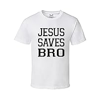 Men's M009TS Printed Jesus Saves BRO Graphic Christian Design T-Shirt