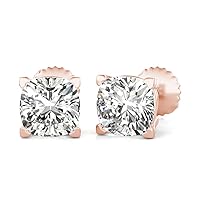 Heart Shape Prong D/VVS1 Cushion Cut Diamond Fancy Party Wear Solitaire Stud Earrings For Women's & Girls .925 Sterling Sliver(4mm to 8MM)