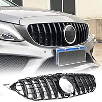 MCARCAR KIT W205 Front Grill Grille for Mercedes Benz C-Class W205 C180 C200 C250 C300 C400 2015-2018 Front Hood Grille Cover Front Kidney Grille Black Color (Models without camera)