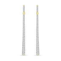 DGOLD 10kt Gold Round White Diamond Dangling Bar Earrings for Women (1/2 cttw)