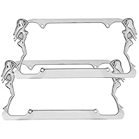 BDK Heavy Duty Rust-Proof Stainless Steel Metal Chrome Exotic Sexy Lucky Ladies Girls License Plate Frame Universal Fit for Car Truck SUV (Pack of 2)
