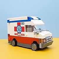 Building Block Pull Back Car for Kids, Toy Car Building Sets, Ambulance Car Model to Build, Best Gift for Kids, 122 Pieces
