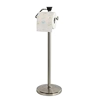 zccz Toilet Paper Holder with Storage - Free Standing Toilet Paper Holder - Nickel Finish Tissue Holder - Holds up to 5 Mega Rolls - No Tools Required for Free Standing Toilet Paper Holder - Nickel