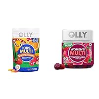 OLLY Kids Multivitamin Gummy Worms, Overall Health and Immune Support & Women's Multivitamin Gummy, Overall Health and Immune Support, Vitamins A, D, C, E, Biotin