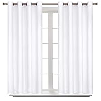 Room Darkening Curtains 45 Inches Long - Grommet Thermal Insulated Drapes Window Treatment Curtains for Bedroom, 2 Panels, 52 x 45 Inch, Pure White