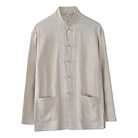 ZooBoo Traditional Long Sleeve Tang Kung Fu Uniform Cotton and Linen Men's Shirt
