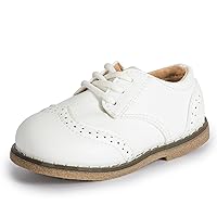 Boys Girls Oxford PU Leather Shoes Little Kid Wedding Dress Shoes Toddler Lace Up Non-Slip Texture Sole Loafer Flats Classic School Uniform Walking Shoes(Toddler/Little Kid)