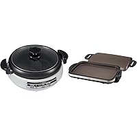 Zojirushi EP-PFC20HA, Gourmet d’Expert® Electric Skillet for Yin Yang Hot Pot & EA-DCC10 Gourmet Sizzler Electric Griddle,Stainless Brown Extra Large