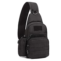 Nylon Tactical Sling Bag Crossbody Backpack for Men Women Outdoor Travel Camping Casual Shoulder Chest Bags Day Pack Hunting Hiking Daypack Black