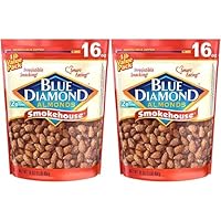 Blue Diamond Almonds Smokehouse Flavored Snack Nuts, 16 Oz Resealable Bag (Pack of 2)