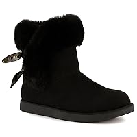 Juicy Couture Women's Slip On Winter Snow Boots Warm & Insulated Fur Lining Comfortable Fashion Booties
