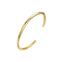 E Open Cuff Bracelet, 14K Gold Plated Bangle Couples Oval Love Bracelets, Plain Polished & Inlaid AAA Cubic Zirconia Open Cuff Bangle Jewelry Gift for Women