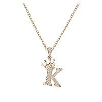 2024 necklaces for women Crown A Z 26 Letters Initial Necklaces Full Diamond Pendant Rhinestone mothers day gift