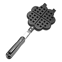 Stove Top Iron Waffle Maker,Deep Fill Non-Stick Plates Coating for Easy Clean Mini Waffle Baking Pan Bakeware for Snacks Breakfast