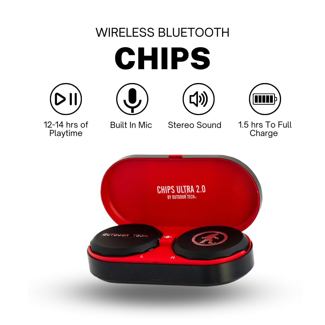 Outdoor Tech - Chips Ultra 2.0 - True Wireless Bluetooth Helmet Speakers for Skiing, Snowboarding Mountain Biking, and Climbing