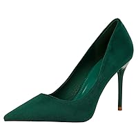 Suede Women Closed Pointed Toe Pumps Wedding Shoes Hollow Out Stiletto High Heel Dress Put On Trendy