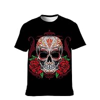 Unisex T-Shirt Funny-Cool Graphic-Tees Novelty-Vintage Short-Sleeve Hip Hop: Sugar Skull New Pattern Clothing Birthday Gift