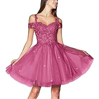 Lace Appliques Homecoming Prom Dresses for Teens 2024 Sparkly Sequin Tulle Cocktail Party Mini Dress LVY001