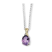 925 Sterling Silver Polished Lobster Claw Closure and 14K Amethyst and Diamond Necklace 18 Inch Measures 7mm Wide Jewelry for Women