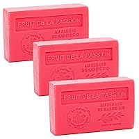 French Soap, Set of 3 x 125g - Passion Fruit - Shea Butter