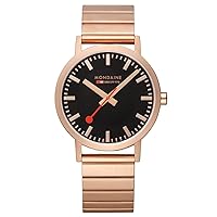 Mondaine Classic Watch | St. Steel Brushed IP Rose Gold Plated/Black