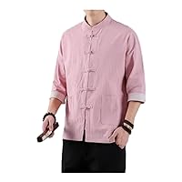 Traditional Kung Fu Style Tops Men's Tang Suit Linen Shirts in Plus Size
