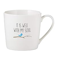 Creative Brands Faithworks-Inspirational White Bone China Café Mug/Cup, 1 Count (Pack of 1), It is Well
