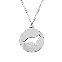 14K Gold German Shepherd Cutout Disc Necklace by JEWLR