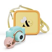 Kidamento Camera Silicone Bag Bundle - Digital Camera for Children and Camera Case - Model K Zippy The Sloth - Silicone Bag Yellow Bee