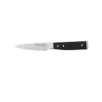 Gourmet Forged Triple Rivet Serrated Paring Knife with Custom-Fit Blade Cover, 3.5-inch, Sharp Kitchen Knife, High-Carbon Japanese Stainless Steel Blade, Black