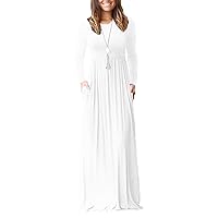 VIISHOW Women's Long Sleeve Loose Plain Maxi Dresses Casual Long Dresses with Pockets