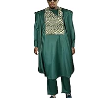 African Clothes For Men Traditional Wear Formal Bazin Riche Dashiki Outfits EN8 Shirt Pants Robe Suit African Men Agbada