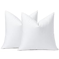 OTOSTAR Pack of 2 Down and Feather Throw Pillow Inserts, 28 x 28 Soft Fluffy Square Pillow Inserts with 100% Cotton Cover Decorative Pillows for Sofa Couch Bed-White
