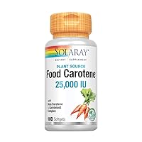 SOLARAY Food Carotene, Vitamin A as Beta Carotene 25000IU Carotenoids for Healthy Skin & Eyes, Antioxidant Activity & Immune System Support (076280041217) (100 CT)