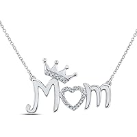 Silver Diamond Mom Necklace 1/20 Ctw.