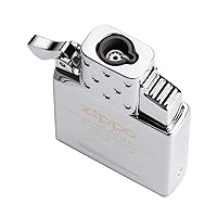 Butane Torch Lighter Insert, Insert for Cigars Cigarettes Candles with Adjustable Flame Lighter Case, Butane Refillable for Tobacco Pipe and Cigars, Use Butane Fuel Silver, Single