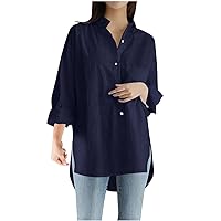 YZHM Women Tunic Tops for Leggings Long Sleeve Button Down Shirts Oversized Blouses Hide Belly Plus Size Tops Fall Clothes