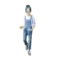 KIDSCOOL SPACE Girls Boys Denim Ripped Overalls,Washed Distressed Cotton Jean Pants