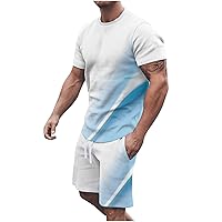 Mens 2 Piece Short Sets Outfits, Tracksuit for Men Shirts and Shorts Summer Outfit Casual Hippie Athletic Suit