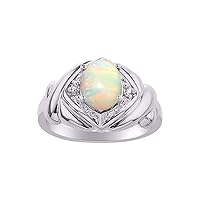 Hugs & Kisses XOXO Ring with 9X7MM Gemstone & Diamonds - Expressive Color Stone Jewelry for Women in Sterling Silver, Sizes 5-13