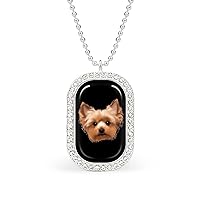 Yorkshire Terrier Cute Yorkie Dog Necklaces for Women Gold Sliver Pendant Chain Diamond Bezel Jewelry Birthday