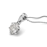 2.00CT Round Portuguese Cut 161 Facets Moissanite Solitaire Mother's Day Pendant Necklace 925 Sterling Silver (E-F Color, VS Clarity) (Sterling Silver)