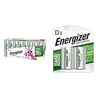 Energizer Recharge Universal AA Batteries, Pre-Charged NiMH 2000 mAh Rechargeable Double A Batteries and Rechargeable D Batteries, 2500 mAh Variety Pack, 16 AA Batteries and 2 D Batteries, 18 Count