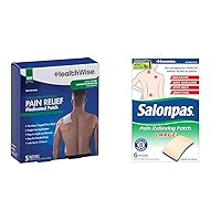 HealthWise 4% Lidocaine Menthol Pain Relief Patches Bundle with Salonpas Large Pain Relieving Patches, 6 Count