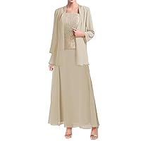 CSYPJYT Mother of The Bride Dresses Long Sleeve Chiffon Wedding Guest Formal Party Gown with Jackets for Women
