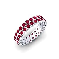 Ruby Round 2.00mm Eternity Band Ring | Sterling Silver 925 With Rhodium Plated | Beautiful Brilliant Cut Eternity Ring For Girls And Women's